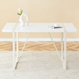 Dining Table Industrial Rectangular MDF Metal Frame White - Furniture Home Direct