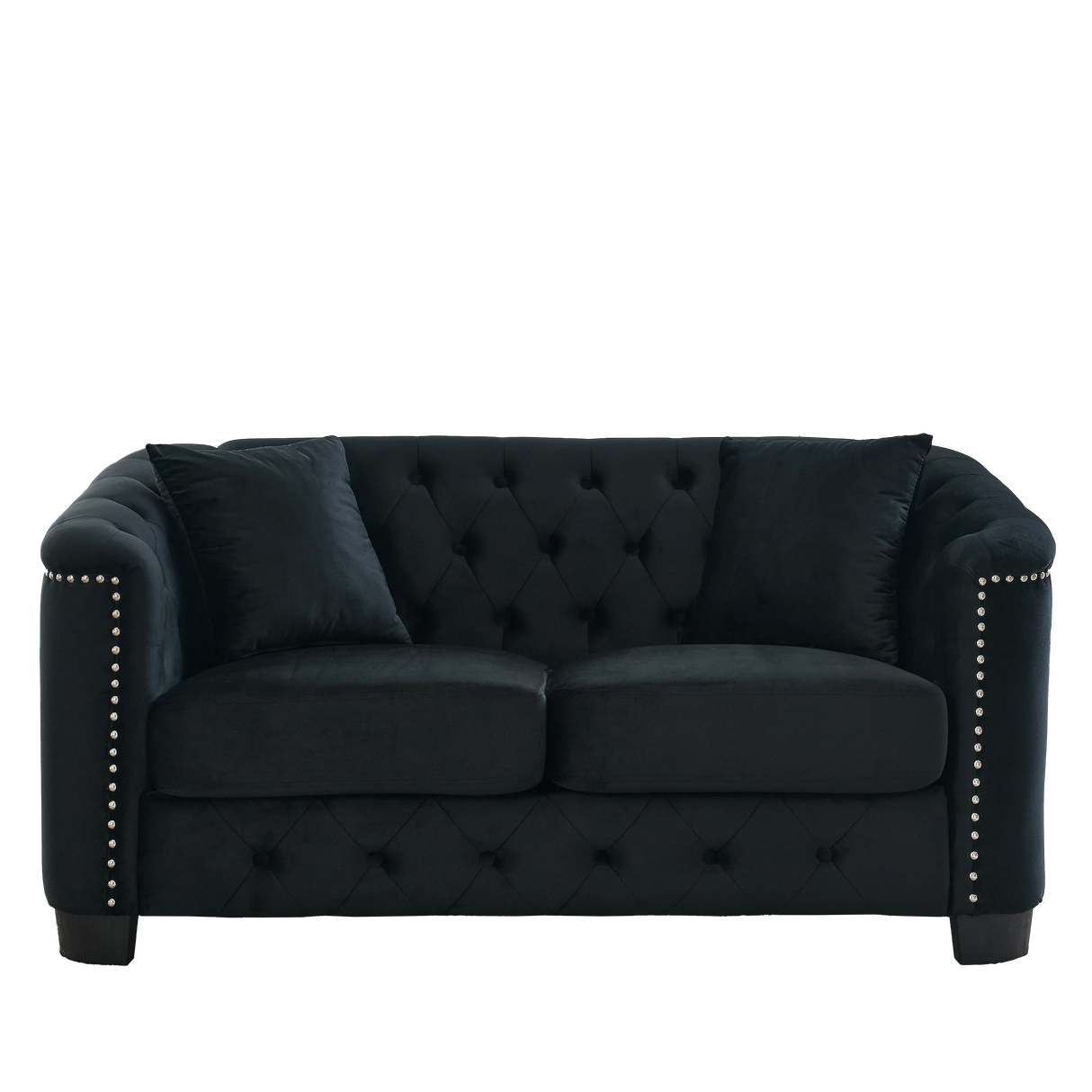Sofa And Loveseat - Velvet Black - Furniture Home Direct