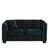 Sofa And Loveseat - Velvet Black - Furniture Home Direct