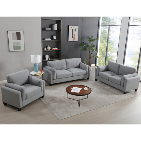 Modern 3 Piece Living Room Set - Gray - Furniture Home Direct