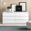 6 Drawer Double Dresser For Bedroom Living Room Hallway - White - Furniture Home Direct