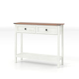 Farmhouse Style Console Table With 2 Drawers And Bottom Storage Shelf - Furniture Home Direct
