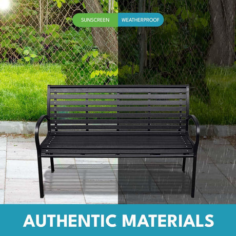 Patio Bench Steel - Black - Furniture Home Direct