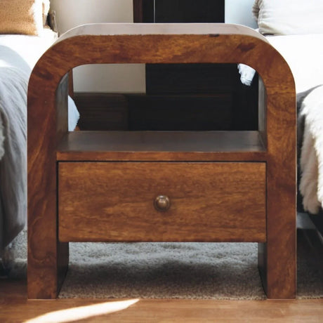 Darcy - Nightstand With Drawer And Open Shelf - Brown - Furniture Home Direct