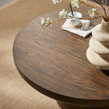 Round Coffee Table With Cylindrical Leg Dark Brown - Furniture Home Direct