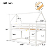 Twin Over Twin Loft Bed With Roof Design, Safety Guardrail, Ladder - Furniture Home Direct