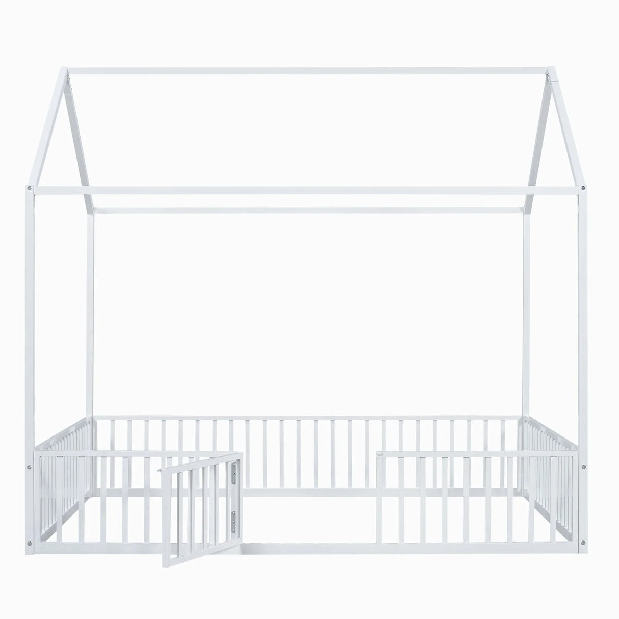 Metal House Bed With Fence And Door - Furniture Home Direct