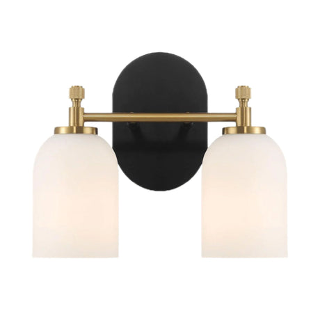 Vortex - 2 Lights Vanity In Traditional Style For Over Bathroom Mirror Wall Sconce - Black / Gold / White - Furniture Home Direct