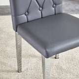 Dining Chairs Tufted Back Chrome Legs Charcoal Gray - Furniture Home Direct