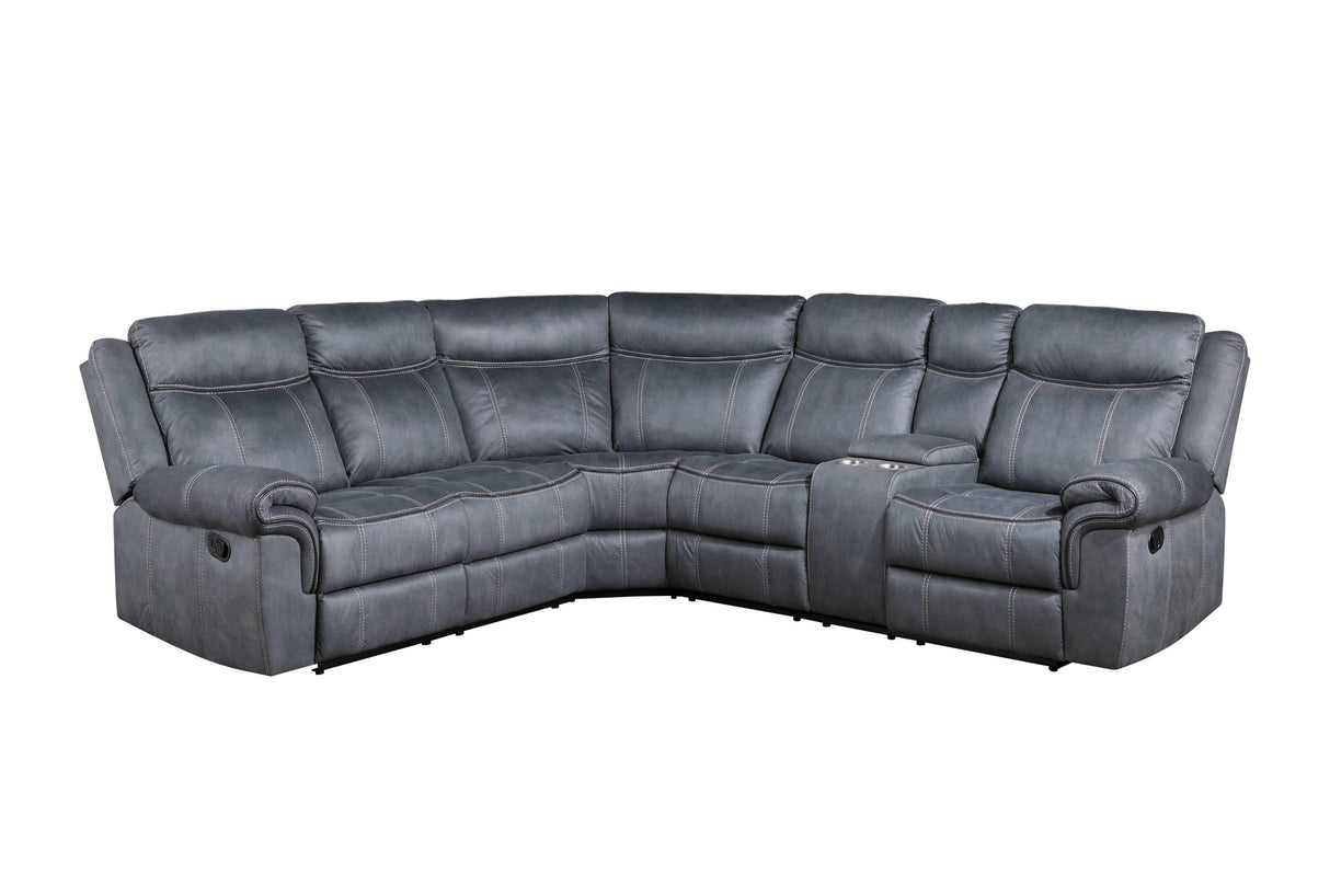 Reclining Sectional Sofa With USB Port Console Gray - Furniture Home Direct