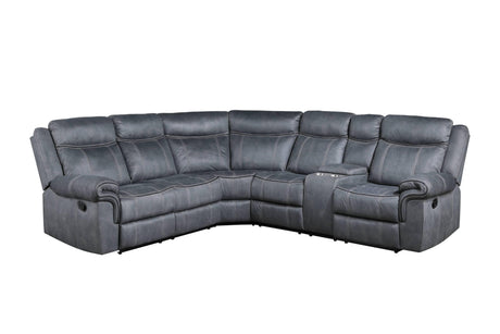 Reclining Sectional Sofa With USB Port Console Gray - Furniture Home Direct