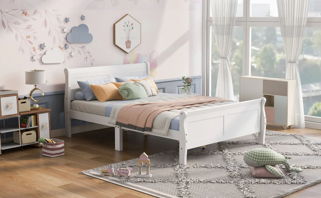 Platform Bed Frame Mattress Foundation Sleigh Bed With Headboard / Footboard / Wood Slat Suppor - Furniture Home Direct