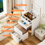 Vanity Table With Flip Top Four Drawers And Stool White - Furniture Home Direct