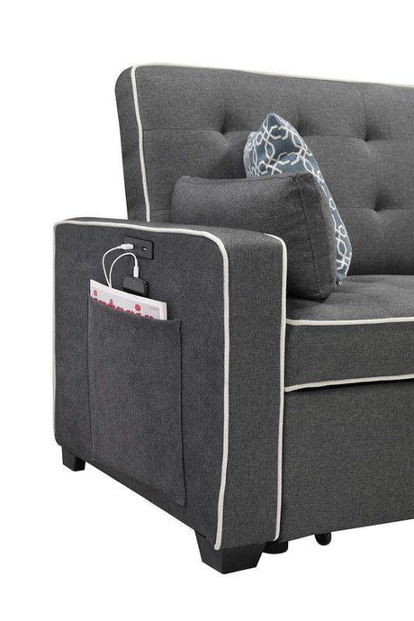 Austin - Modern Sleeper Sofa With 2 USB Charging Ports And 4 Accent Pillows - Gray - Furniture Home Direct