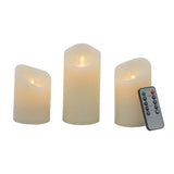 Flickering LED Candles With Remote Timer (Set of 3) - Ivory - Furniture Home Direct