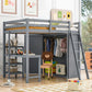 Loft Bed With Wardrobe And Desk And Shelves - Furniture Home Direct