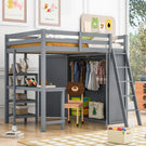 Loft Bed With Wardrobe And Desk And Shelves - Furniture Home Direct