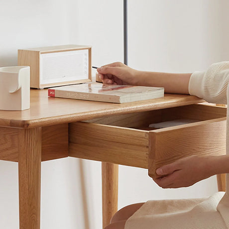 Computer Study, Work Desk Dressing Table Slim With Drawer - Oak Natural - Furniture Home Direct