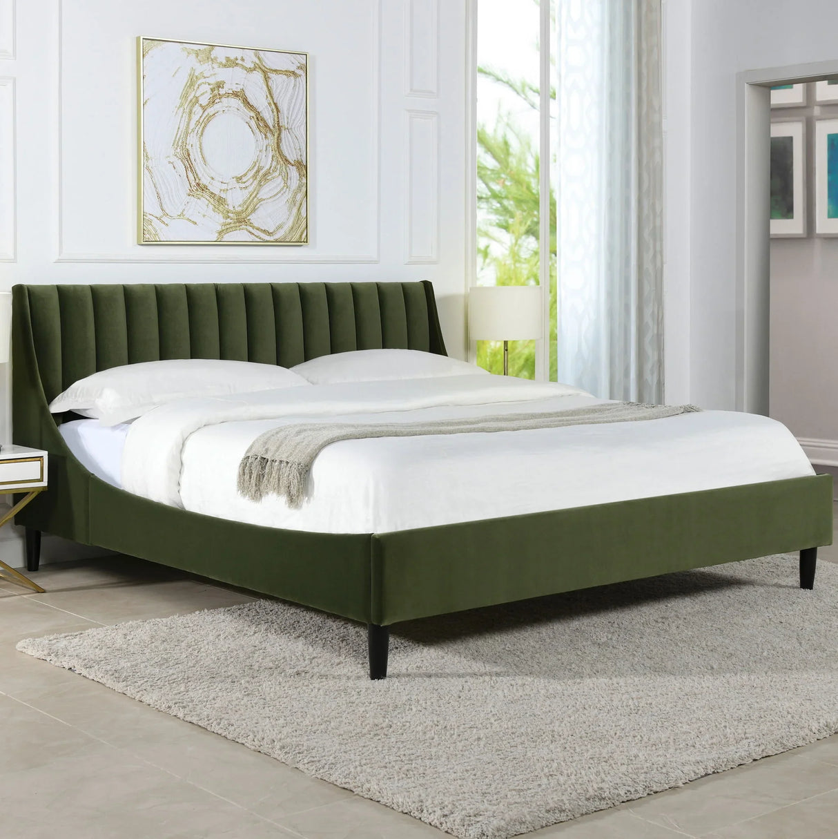 Aspen - Vertical Tufted Modern Headboard Platform Bed Set - Furniture Home Direct