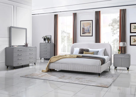 Queen Upholstered Bed - Beige - Furniture Home Direct