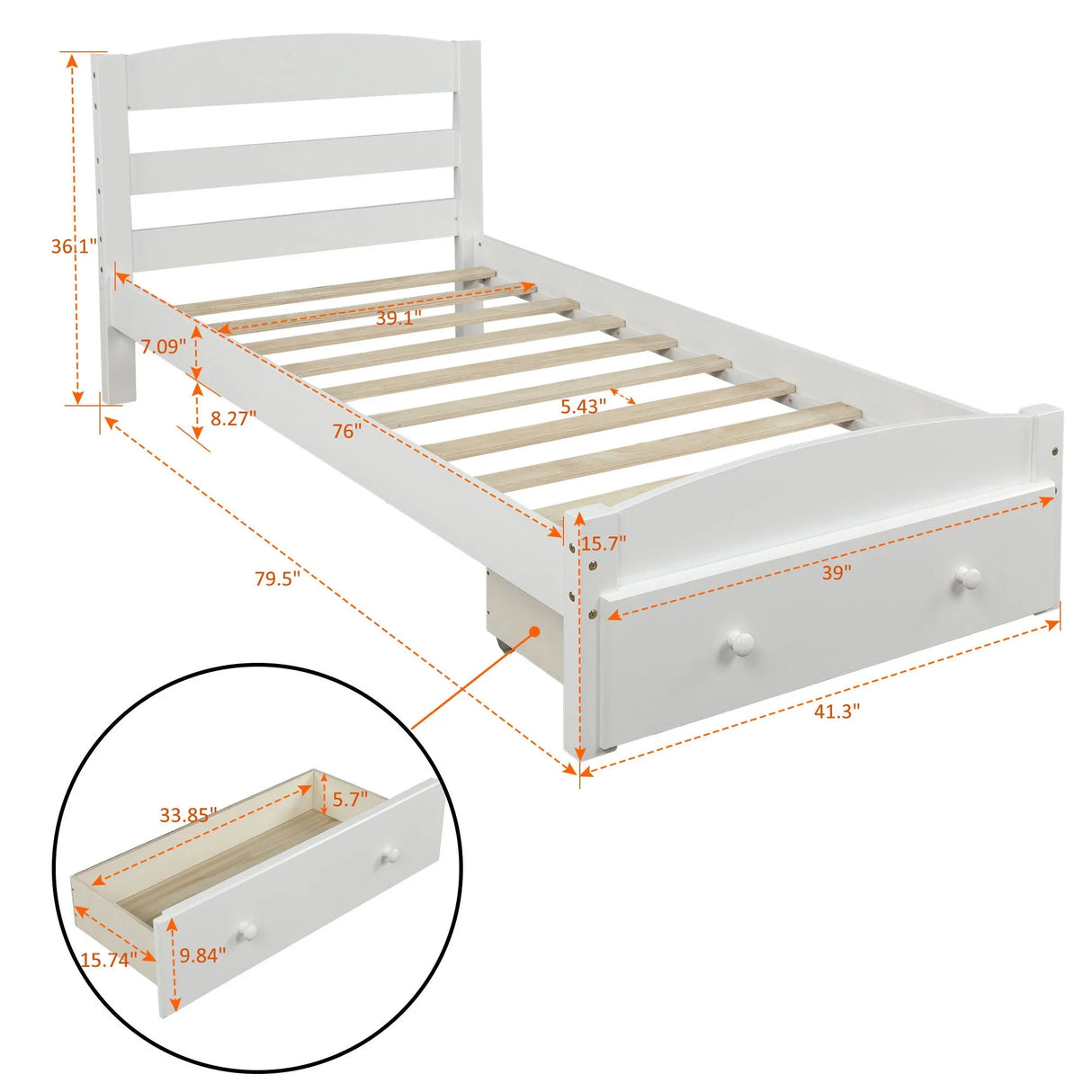 Platform Bed Frame With Storage Drawer And Wood Slat Support No Box Spring Needed - Furniture Home Direct
