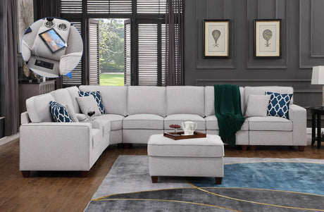 Jessica - Sectional Sofa With Ottoman - Light Gray - Furniture Home Direct