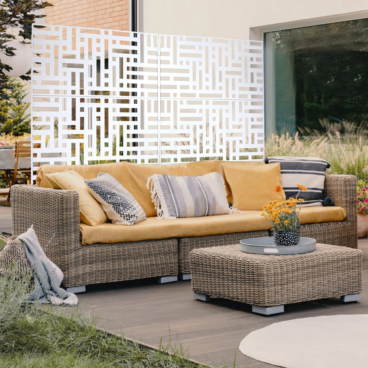 Decorative Freestanding Metal Privacy Screen For Indoor & Outdoor Use - Furniture Home Direct