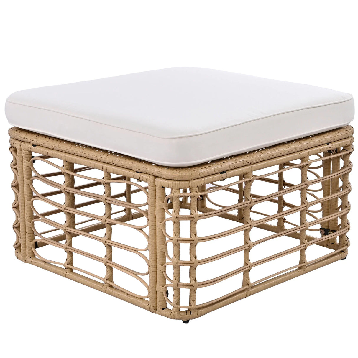 7 Piece Outdoor Patio All-Weather Rattan Sectional Sofa Set With Thick Cushions And Pillows - Beige - Furniture Home Direct