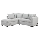 L-Shaped Sectional Pull Out Sofa Bed Sleeper Sofa With Two USB Ports, Two Power Sockets And A Movable Storage Ottoman - Furniture Home Direct