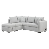 L-Shaped Sectional Pull Out Sofa Bed Sleeper Sofa With Two USB Ports, Two Power Sockets And A Movable Storage Ottoman - Furniture Home Direct