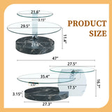 Contemporary Artistic Double Layer Coffee Table,Tempered Glass Top - Furniture Home Direct