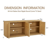 Contemporary Wave Shaped TV Stand With Rattan Doors - Furniture Home Direct