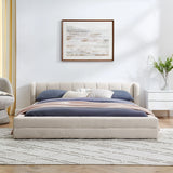 Modern Upholstered Bed Frame With Thick Chenille Fabric And Headboard - Furniture Home Direct