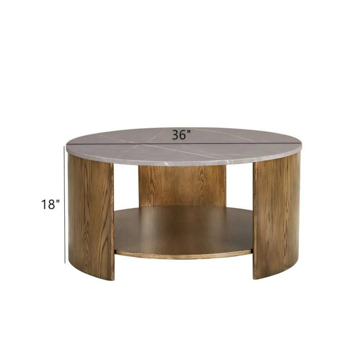 Keegan - Round Coffee Table With Shelf - Oak - Furniture Home Direct