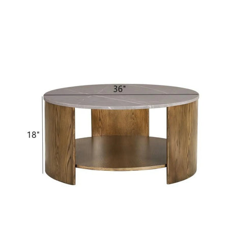 Keegan - Round Coffee Table With Shelf - Oak - Furniture Home Direct