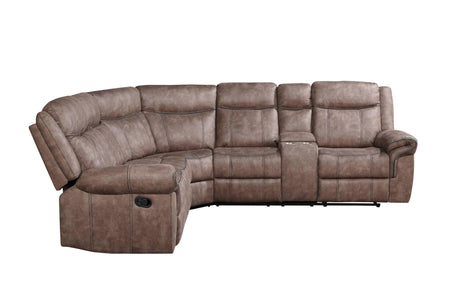 Sectional Sofa Manual Reclining USB Port Chocolate - Furniture Home Direct