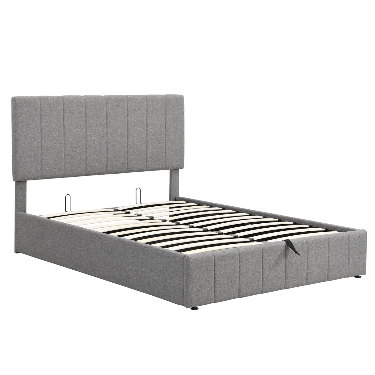 Storage Platform Bed Upholstered Full Size Hydraulic Gray - Furniture Home Direct