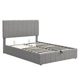 Storage Platform Bed Upholstered Full Size Hydraulic Gray - Furniture Home Direct