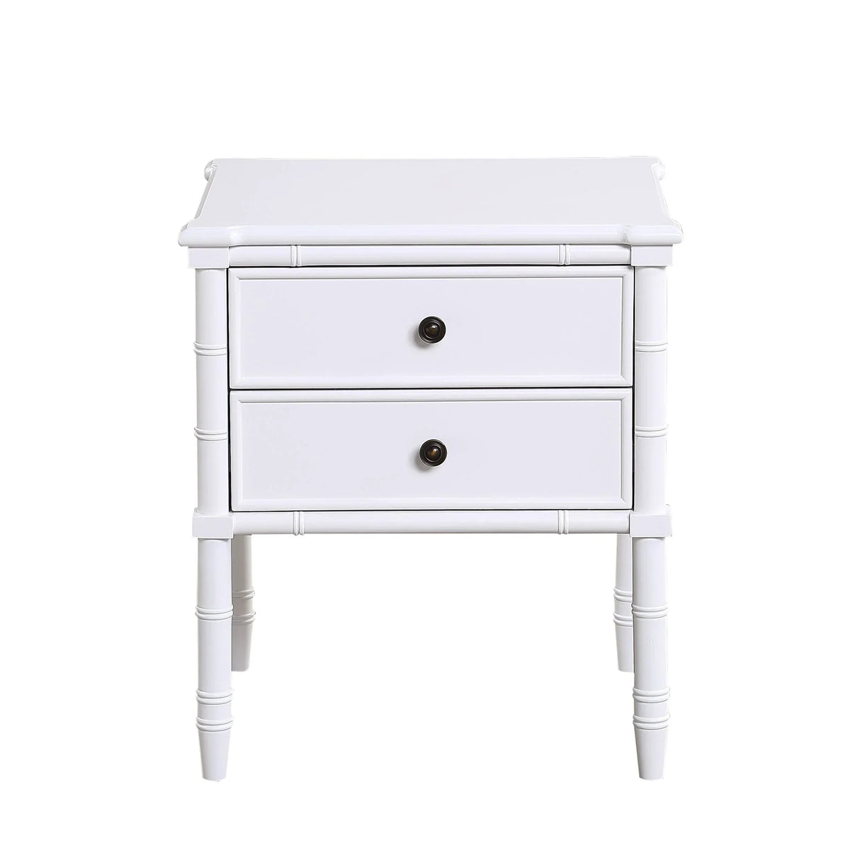 Emmett - 2 Drawer Nightstand With Carved Legs - White