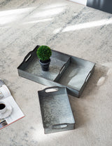 Decorative Galvanized Nesting Trays (Set of 3) - Gray - Furniture Home Direct