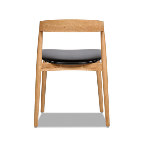 Raven - Stacking Sculpted Oak Dining Chair - Warm Natural Brown / Black - Furniture Home Direct