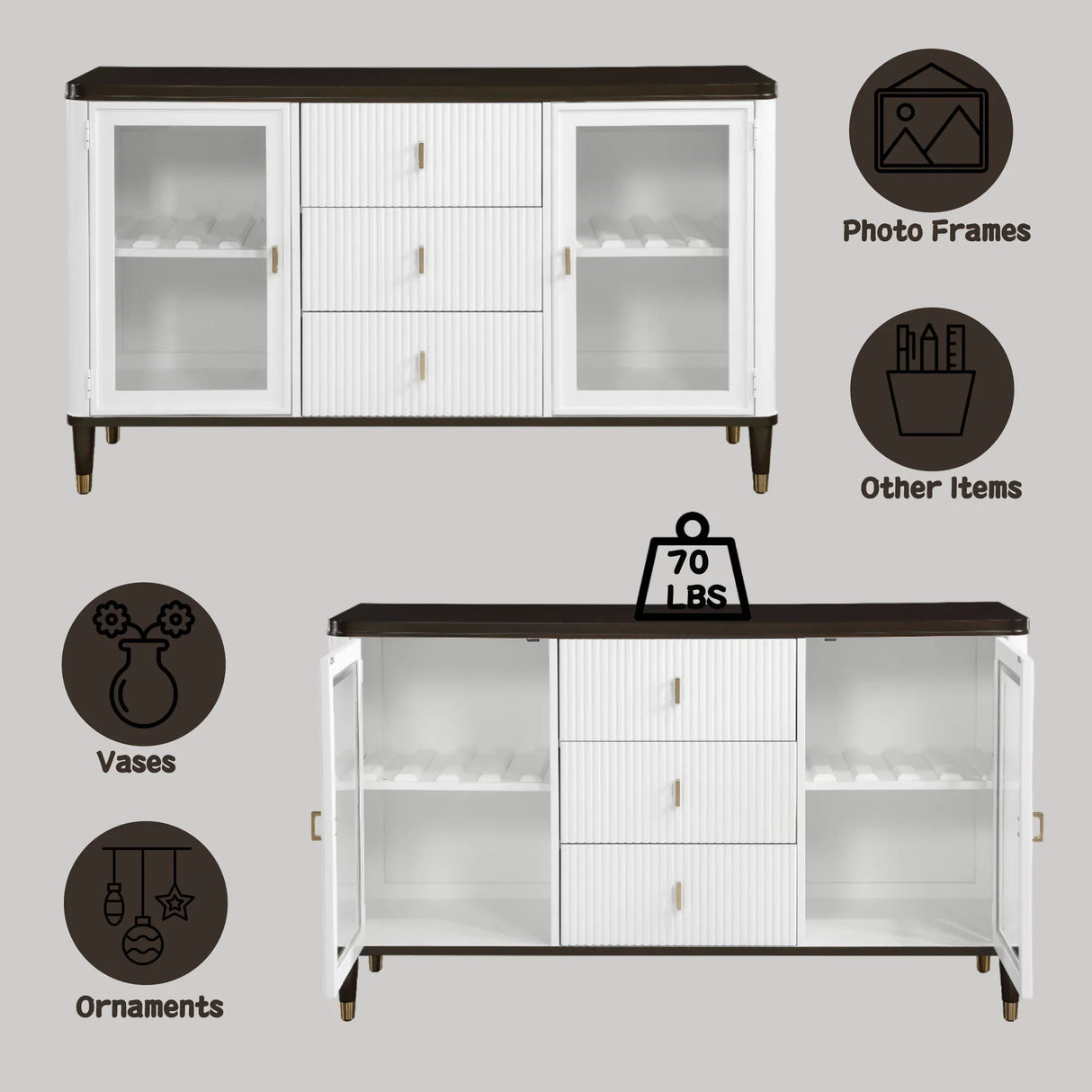 Carene - Server - Brown / White - Furniture Home Direct