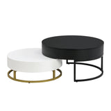 Nesting Coffee Tables Round Lift-Top Modern Black and White - Furniture Home Direct