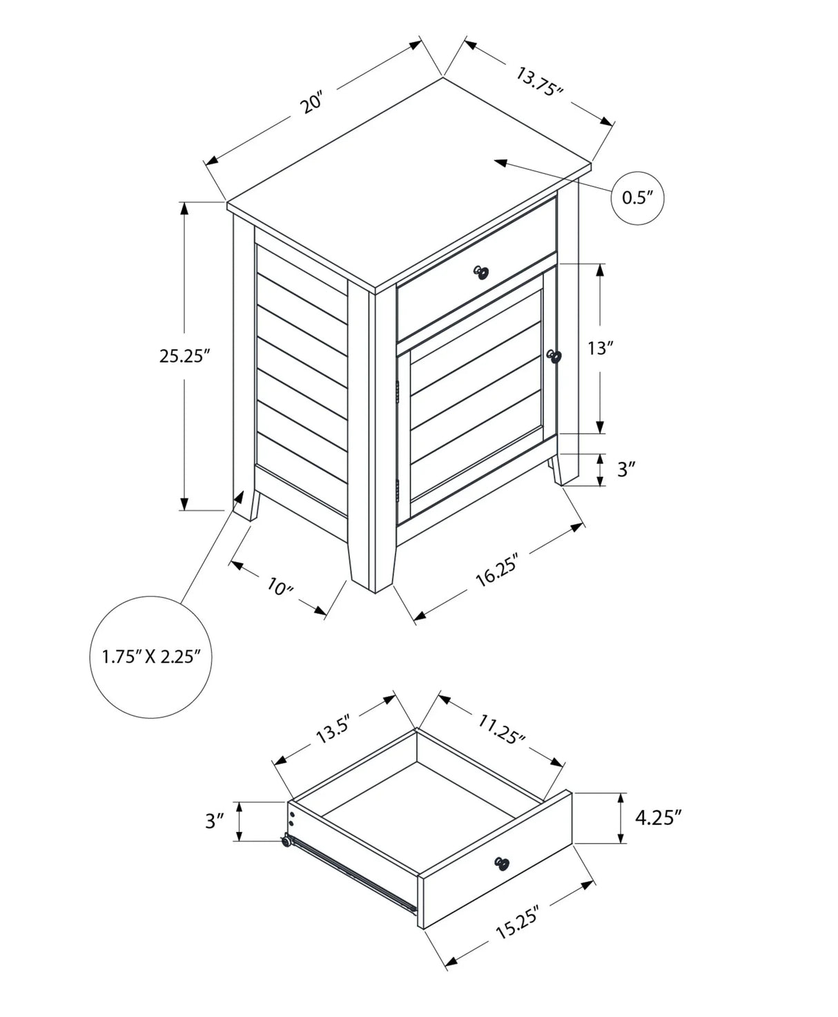 Accent Nightstand, Storage Drawer, Transitional - Furniture Home Direct