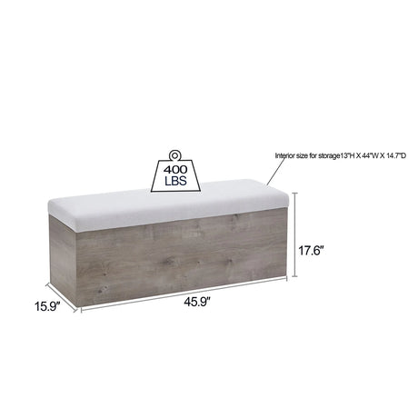 Shelton - Upholstered Flip Top Storage Bench - Ivory / Light Gray / Camel Oak - Furniture Home Direct