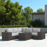 Modern Patio Rattan Sectional Set With Cushions - Furniture Home Direct