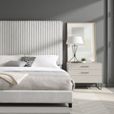 Queen Size Minky Stone Upholstered Platform Bed