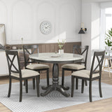 5 Pieces Dining Table And Chairs Set For 4 Persons, Kitchen Room Solid Wood Table With 4 Chairs - Furniture Home Direct