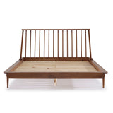 Mid-Century Modern Solid Wood Platform Bed Frame With Spindle Headboard - Furniture Home Direct