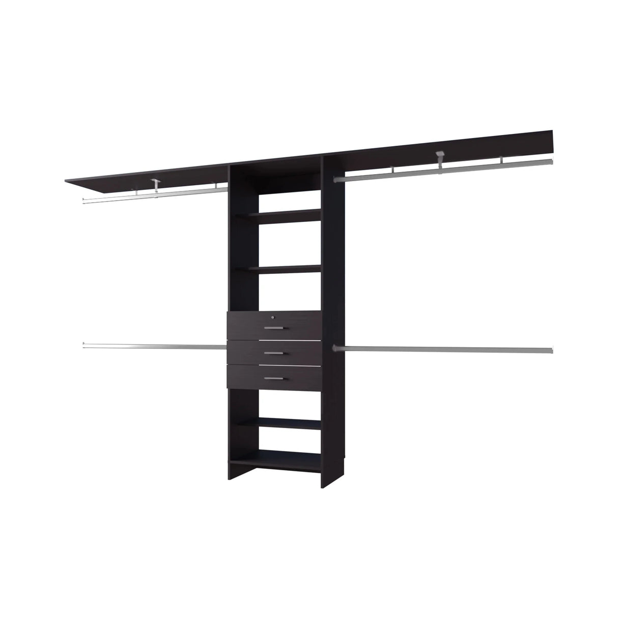 Closet System Modular with Hanging Rods Drawers Dark Brown - Furniture Home Direct